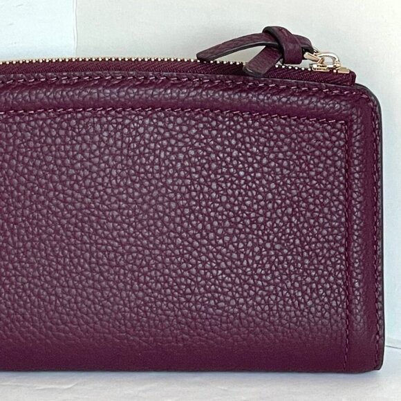 Kate Spade Knott Bifold Slim Snap Wallet Womens Cherry Red Leather Zip - Picture 7 of 7